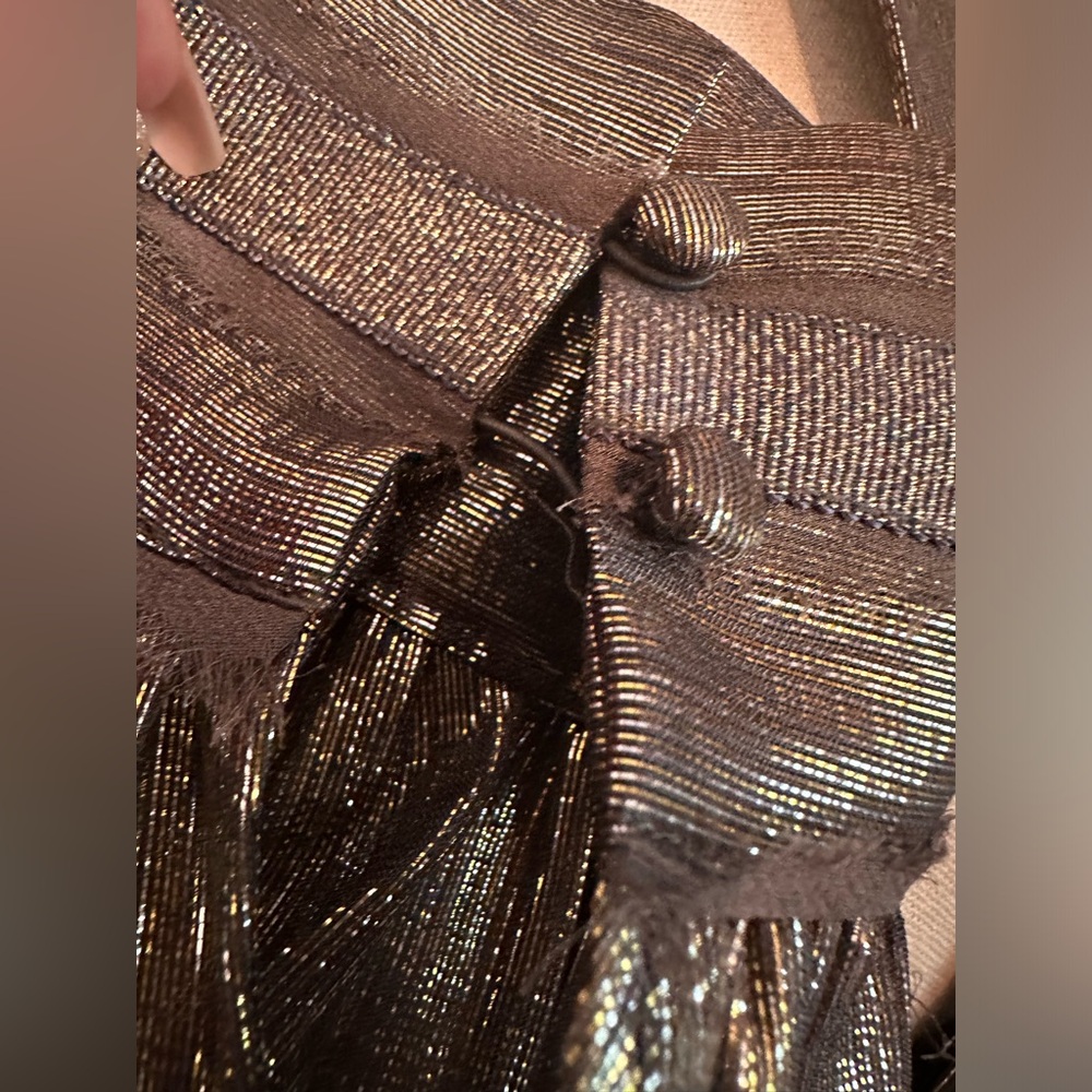 Ramy Brook Elise mini deep V plunge mini silk metallic draped lined 6 dress - Picture 12 of 15